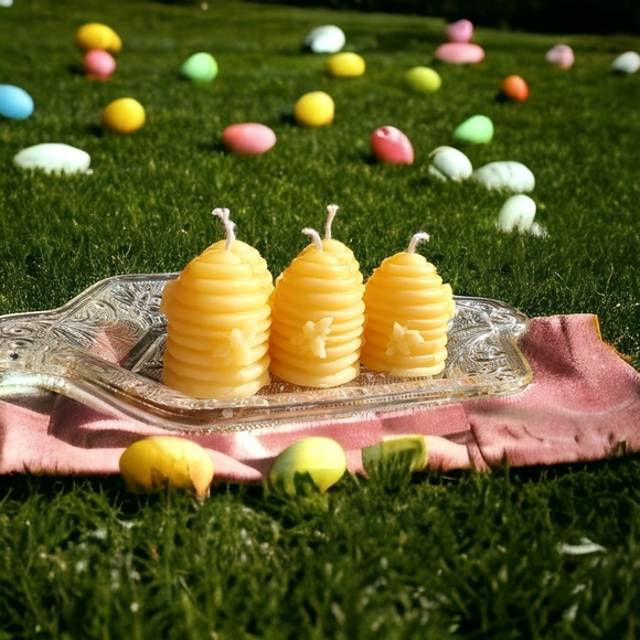 Pure beeswax candle set of 5 beehive candles - Picture 4 of 5